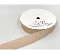 1 Full Roll Reel of 22mm x 20 metres Grosgrain Ribbed Ribbon Latte Light Beige Double Sided 22 mm 2.2cm