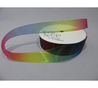 1 Full Roll Reel of 25mm Dark Pastel Rainbow Unicorn Organza Ribbon x 25 metres Double Sided Gradient Shimmer Multicoloured 25 mm 2.5cm