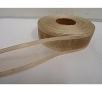 1 Full Roll Reel of 25mm Edged Organza Ribbon x 25 metres Light Gold Double Sided Satin Edge Sheer 25 mm 2.5cm