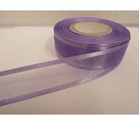 1 Full Roll Reel of 25mm Edged Organza Ribbon x 25 metres Lilac Light Purple Double Sided Satin Edge Sheer 25 mm 2.5cm