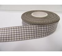 1 Full Roll Reel of 25mm Gingham Ribbon x 25 metres Light Grey Double Sided Check 25 mm 2.5cm 1" 1 Inch
