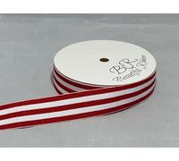 1 Full Roll Reel of 25mm RED and White Grosgrain Woven 5 Stripe Ribbon Double Sided 25 mm 2.5cm