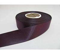 1 Full Roll Reel of 25mm Satin Ribbon 25 metres Aubergine Dark Purple Double Sided 25 mm 2.5cm