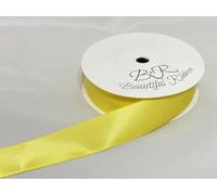 1 Full Roll Reel of 25mm Satin Ribbon 25 metres Canary Bright Yellow Double Sided 25 mm 2.5cm 1" 1 Inch