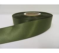 1 Full Roll Reel of 25mm Satin Ribbon 25 metres Olive Dark Green Double Sided 25 mm 2.5cm