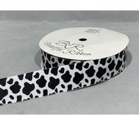 1 Full Roll Reel of 25mm Woven Grosgrain Ribbon x 20 metres Cow Animal Print Pattern Black White 25 mm 2.5cm