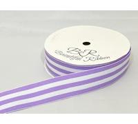 1 Full Roll Reel of 25mm x 20 metres Grosgrain 5 Stripe Lilac Purple and White Woven Stripe Double Sided 25 mm 2.5cm