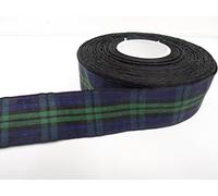 1 Full Roll Reel of 25mm x 25 metres Tartan Ribbon Navy Blue & Green Double Sided Black Watch Blackwatch 25 mm 2.5cm