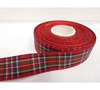 1 Full Roll Reel of 25mm x 25 metres Tartan Ribbon Red Classic Royal Stewart Double Sided 25 mm 2.5cm