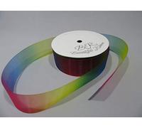 1 Full Roll Reel of 38mm Dark Pastel Rainbow Unicorn Organza Ribbon x 25 metres Double Sided Gradient Shimmer Multicoloured 38 mm 3.8cm