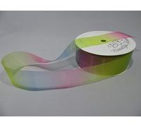 1 Full Roll Reel of 38mm Light Pastel Rainbow Unicorn Organza Ribbon x 25 metres Double Sided Gradient Shimmer Multicoloured 38 mm 3.8cm
