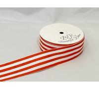 1 Full Roll Reel of 38mm x 20 metres Grosgrain Dark Orange and White Woven 7 Stripe Double Sided 38 mm 3.8cm 1.5" 1.5 Inch
