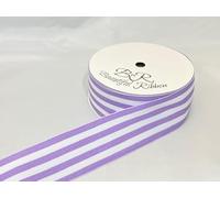 1 Full Roll Reel of 38mm x 20 metres Grosgrain Lilac Purple and White Woven 7 Stripe Double Sided 38 mm 3.8cm 1.5" 1.5 Inch