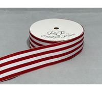 1 Full Roll Reel of 38mm x 20 metres Grosgrain Woven 7 Stripe Red and White Double Sided 38 mm 3.8cm 1.5" 1.5 Inch