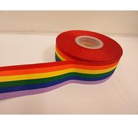 1 Full Roll Reel of 38mm x 20 metres Rainbow Ribbon Multi Coloured Gay Pride Colour Stripe Double Sided LGBT 38 mm 3.8cm