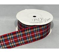 1 Full Roll Reel of 38mm x 25 metres Tartan Ribbon Red Modern Royal Stewart Double Sided 38 mm 3.8cm