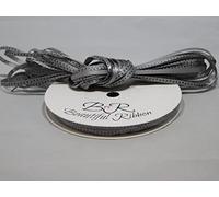 1 Full Roll Reel of 3mm Dark Grey Silver with Black Paw Print Satin Ribbon x 50 metres Dog Cat Pet 3 mm