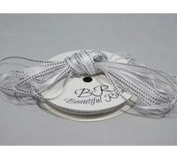 1 Full Roll Reel of 3mm White with Black Paw Print Satin Ribbon x 50 metres Dog Cat Pet 3 mm