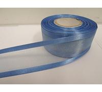 1 Full Roll Reel of 40mm Edged Organza Ribbon x 25 metres Cornflower Blue Double Sided Satin Edge Sheer 40 mm 4cm