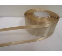 1 Full Roll Reel of 40mm Edged Organza Ribbon x 25 metres Light Gold Double Sided Satin Edge Sheer 40 mm 4cm