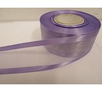 1 Full Roll Reel of 40mm Edged Organza Ribbon x 25 metres Lilac Light Purple Double Sided Satin Edge Sheer 40 mm 4cm