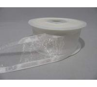 1 Full Roll Reel of 40mm Edged Organza Ribbon x 25 metres White Double Sided Satin Edge Sheer 40 mm 4cm