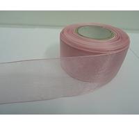 1 Full Roll Reel of 40mm x 25 metres Light Baby Pink Sheer Organza Ribbon Double Sided 40 mm 4cm