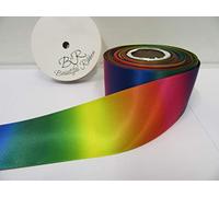 1 Full Roll Reel of 50mm Dark Rainbow Unicorn Satin Ribbon x 25 metres Single Sided Gradient Shimmer Multicoloured 50 mm 5cm 2" 2 Inch
