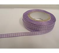 1 Full Roll Reel of 5mm Gingham Ribbon x 25 metres Lilac Light Purple Double Sided Check 5 mm