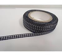 1 Full Roll Reel of 5mm Gingham Ribbon x 25 metres Navy Dark Blue Double Sided Check 5 mm