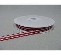 1 Full Roll Reel of 5mm Pencil Stripe Ribbon x 25 metres Red with White Stripe Double Sided Ribbed 10 mm 1cm