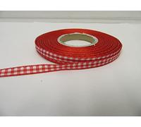 1 Full Roll Reel of 6mm Gingham Ribbon x 25 metres Red Double Sided Check 6 mm 1/4"
