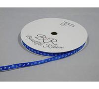 1 Full Roll Reel of 7mm Royal Dark Blue with White Paw Print Satin Ribbon x 25 metres Dog Cat Pet 7 mm 1/4"