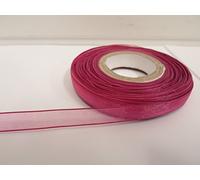 1 Full Roll Reel of 9mm x 25 metres Magenta Dark Pink Sheer Organza Ribbon Double Sided 9 mm