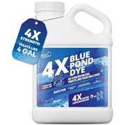 1 Gallon 4X Blue Pond Dye - Treats Like 4 Gallons & Covers 4 Acres, Concentrated Pond Dye Blue, Liquid Pond Shade & Blue Dye for Ponds and Lakes, Provides Natural Blue Color, Safe for Fish & Wildlife
