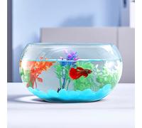 1 Gallon Glass Fish Bowl with Decor, Include Fluorescent Rocks & Colorful Plastic Trees, High White Glass for Clear View, Small Fish Bowl/Aquarium for Betta/Goldfish, Nice Home Décor