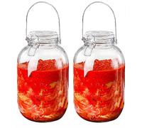 1 Gallon Glass Jar Wide Mouth Food Storage Pickling Jar Canister With Hermetically Sealed Hinged Airtight Lid Set (2 Pack) (Color : A 2.25kg 2PCS) (2pcs 3.75kg)