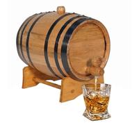 1 Gallon Oak Aging Barrel, 5 Liter Wooden Whiskey Barrel with Stand | Charred American Oak Home Liquor Aging Kit with Bung & Spigot, Whiskey Gift for Bourbon, Cocktails, Rum, Tequila & Wine
