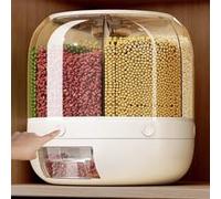 1 Gallon Rotatable 6-Compartment Cereal Dispenser for Beans Flour Pasta