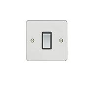 1 Gang 10Amp 2Way Switch Enhance Flat Polished Stainless Steel Plate Matching Rocker Black Trim
