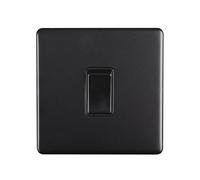 1 Gang 10Amp 2Way Switch Flat Concealed Matt Black Plate Black Rocker