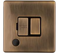 1 Gang 13A Switched Fuse Spur & Flex Outlet SCREWLESS ANTIQUE BRASS Isolation