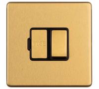 1 Gang 13A Switched Fuse Spur SCREWLESS SATIN BRASS Rocker Mains Isolation Plate