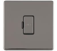 1 Gang 13A Unswitched Fuse Spur SCREWLESS BLACK NICKEL Rocker Mains Isolation