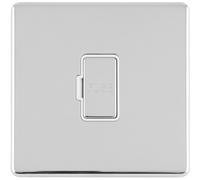 1 Gang 13A Unswitched Fuse Spur SCREWLESS POLISHED CHROME Rocker Mains Isolation