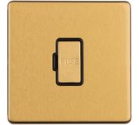 1 Gang 13A Unswitched Fuse Spur SCREWLESS SATIN BRASS Rocker Mains Isolation