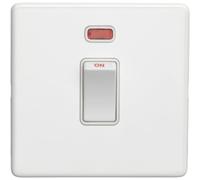 1 Gang 20A Single Light Switch & Neon SCREWLESS MATT White 2 Way Rocker Plate - Decorative Appliance Switch Wall Plate