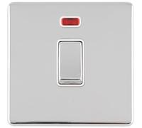 1 Gang 20A Single Light Switch Neon SCREWLESS Polished Chrome 2 Way Rocker Plate - Decorative Appliance Switch Wall Plate
