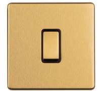 1 Gang 20A Single Light Switch SCREWLESS Satin Brass 2 Way Slim Rocker Plate - Decorative Appliance Switch Wall Plate