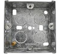 1 Gang 25mm Metal Flush Back Box - Galvanised Steel Pattress for Electrical Sockets & Switches, BS EN 60670-1 Compliant, Earth Terminal